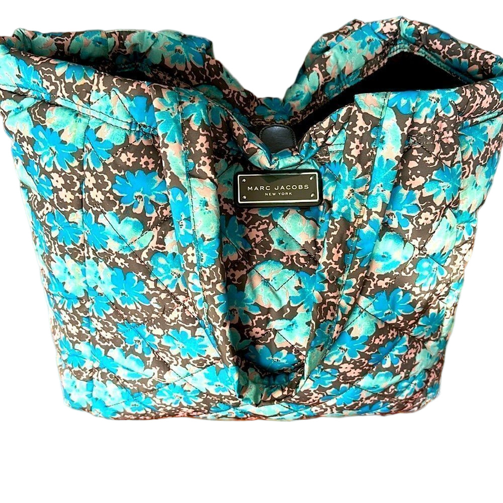 Marc by Marc Jacobs Quilted Floral Tote in Turquoise, Brown & Pink